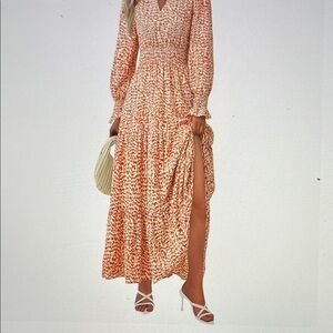 Chic Patterned Maxi Dress in Orange